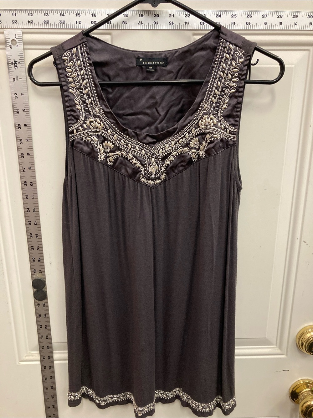 Forever 21 Charcoal Sleeveless Embellished Tank - Pre-loved <3
